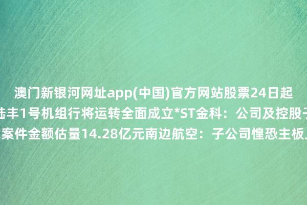 澳門新銀河網址app(中國)官方網站股票24日起停牌【其他】中國廣核：陸豐1號機組行將運轉全面成立*ST金科：公司及控股子公司收到新增訴訟、仲裁案件金額估量14.28億元南邊航空：子公司惶恐主板上市央求和輝光電：決策刊行H股并在香港聯交所上市正威新材：2月24日起證券簡稱變更為九改革材    -澳門新銀河網址(中國)官方網站IOS/安卓/手機APP下載安裝